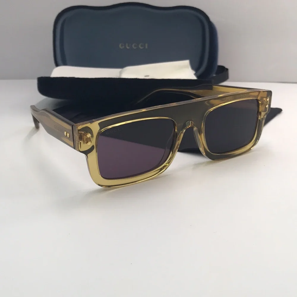 New - GUCCI EYEWEAR GG1085S SUNGLASSES Yellow & Grey